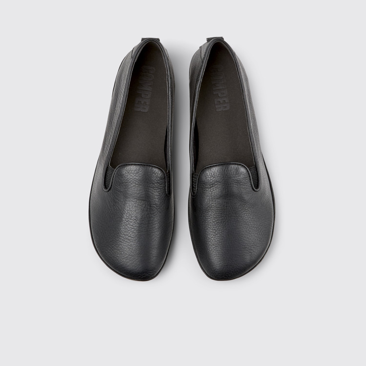 Overhead view of Right Black Leather Ballerinas for Women