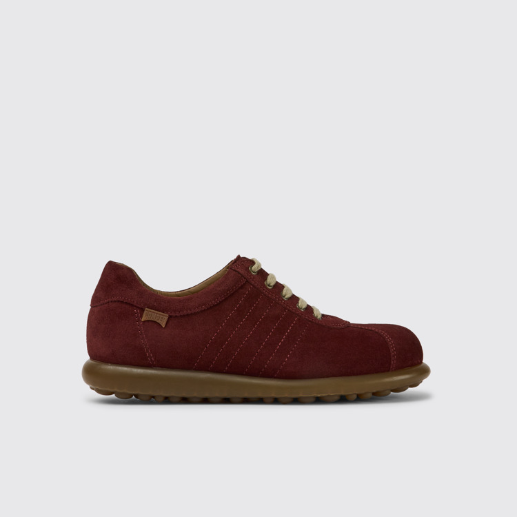 Side view of Pelotas Iconic red shoe for women