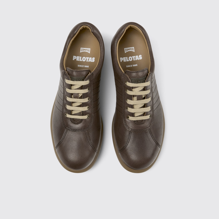 Overhead view of Pelotas Brown Leather Women's Shoe.