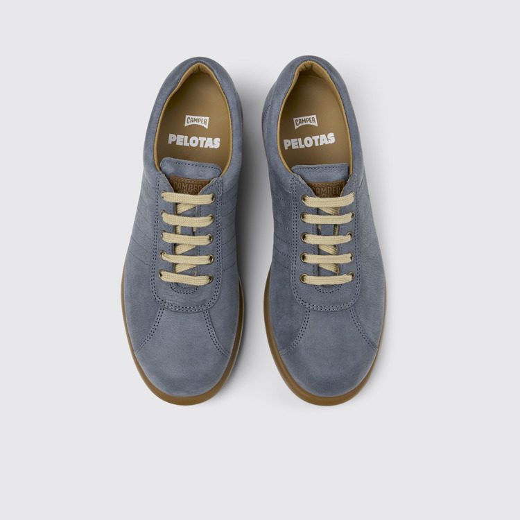 Overhead view of Pelotas Blue Nubuck Shoe for Women