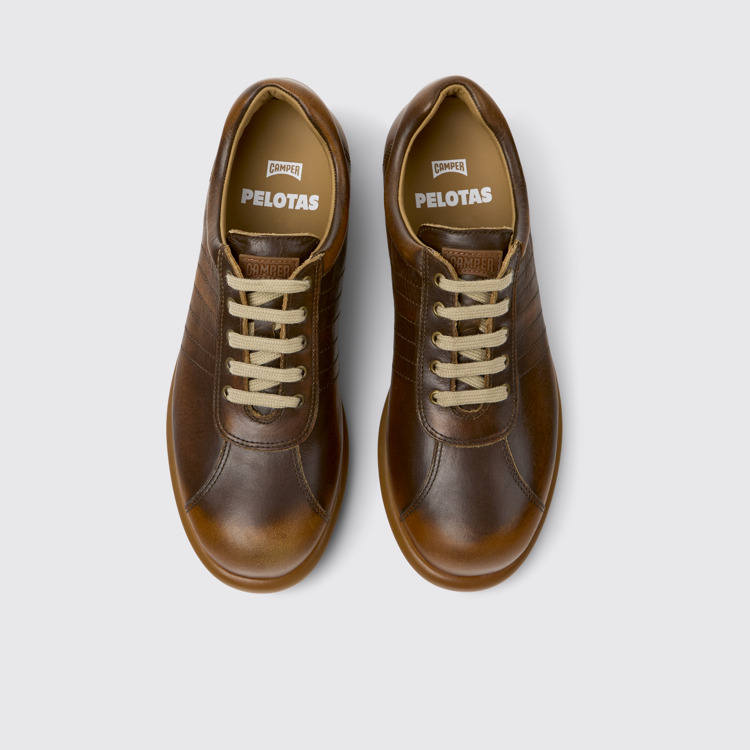 Overhead view of Pelotas Brown Leather Women's Shoe.