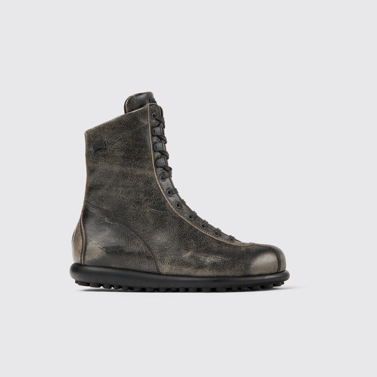 Side view of Pelotas Gray leather boots for men