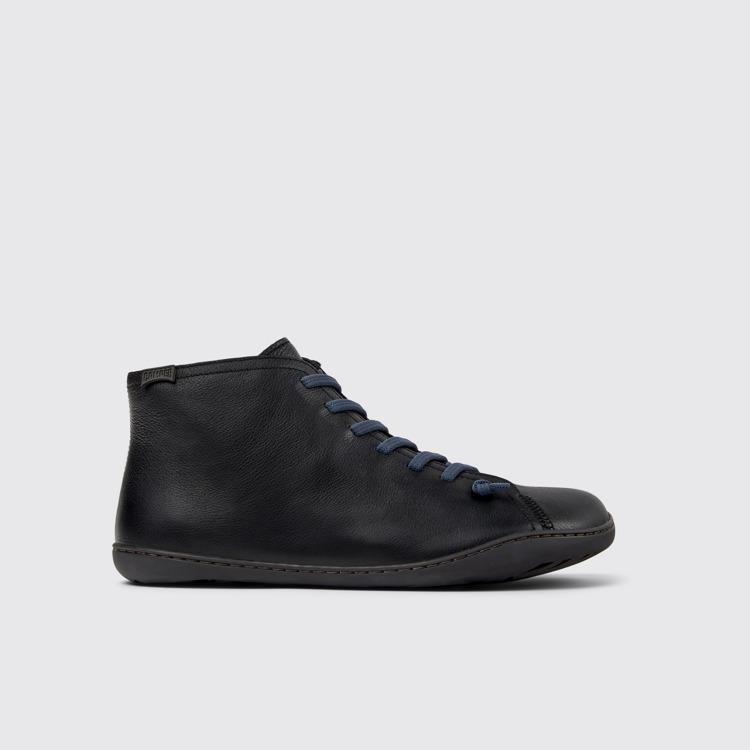 Side view of Peu Black leather ankle boots for men