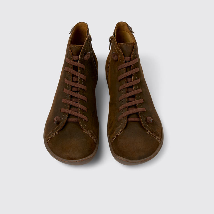 Overhead view of Peu Brown nubuck ankle boots for men