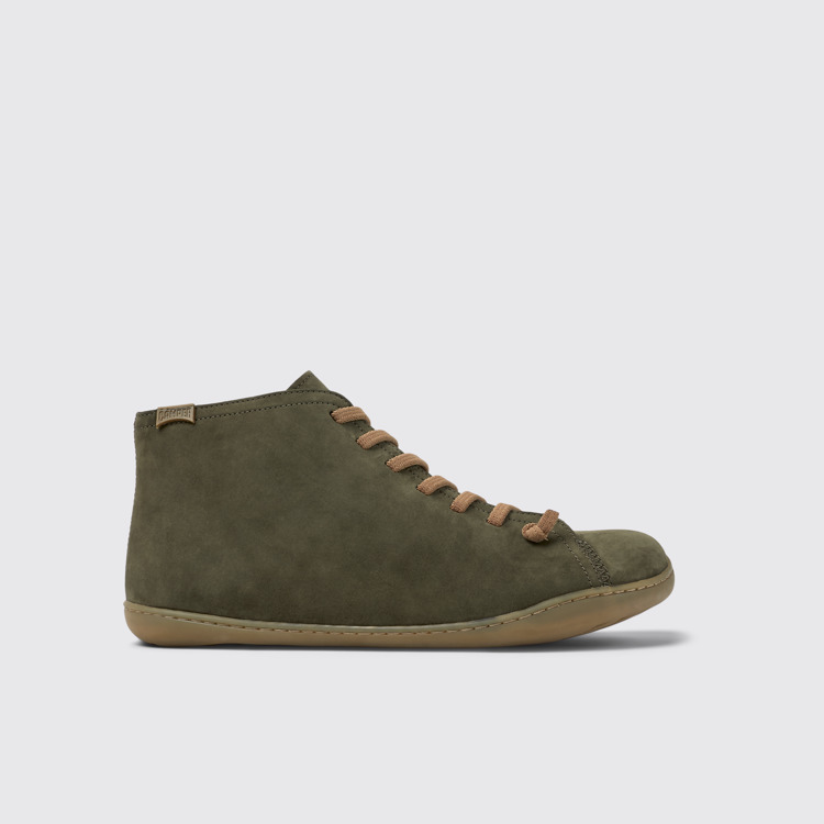 Side view of Peu Green nubuck ankle boots for men