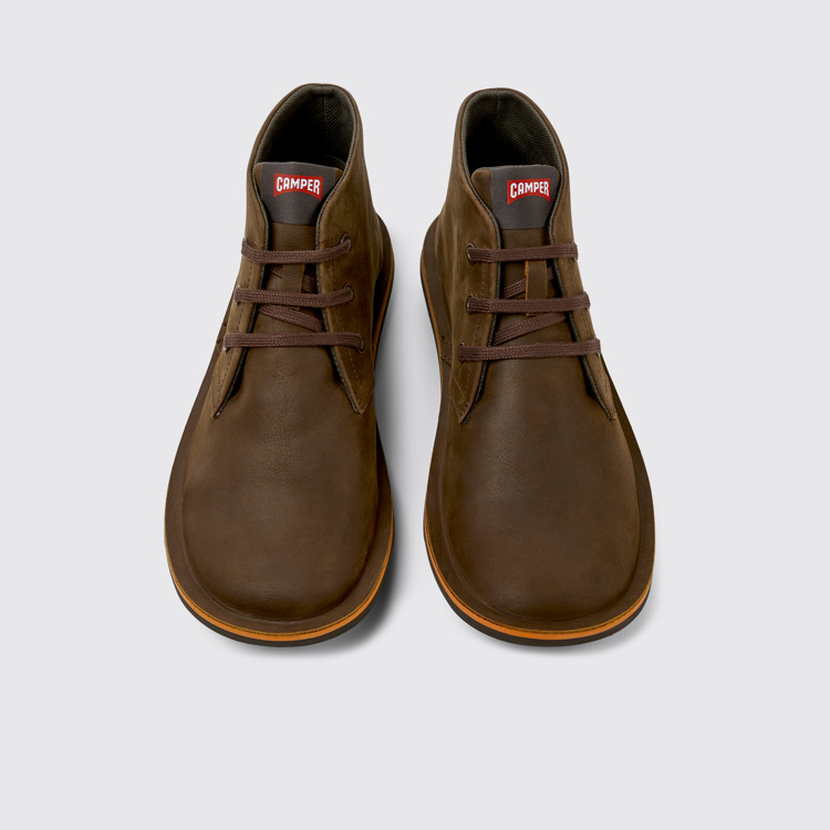 Overhead view of Beetle Brown nubuck ankle boots for men