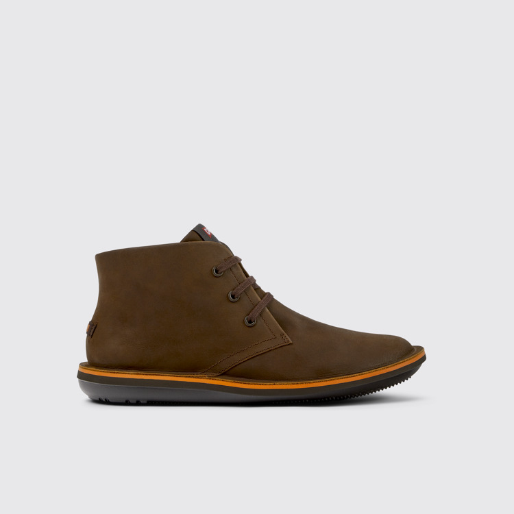 Side view of Beetle Brown nubuck ankle boots for men