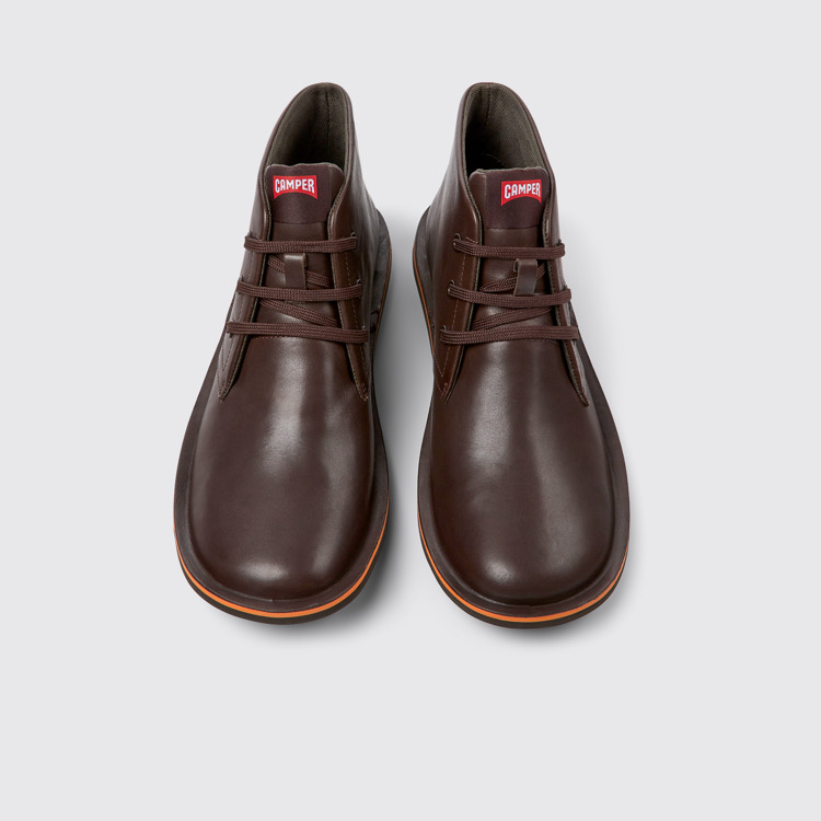 Overhead view of Beetle Brown leather ankle boots for men