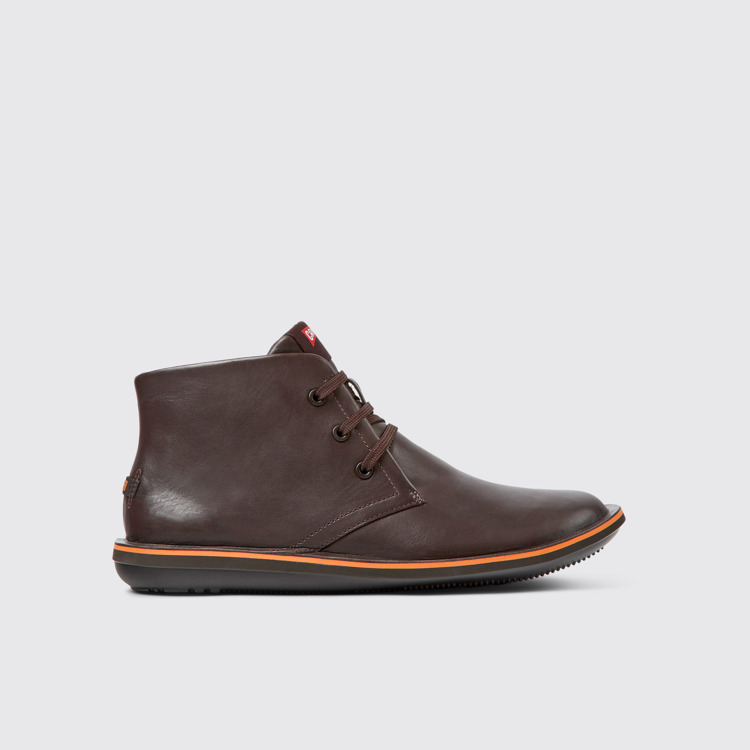 Side view of Beetle Brown leather ankle boots for men