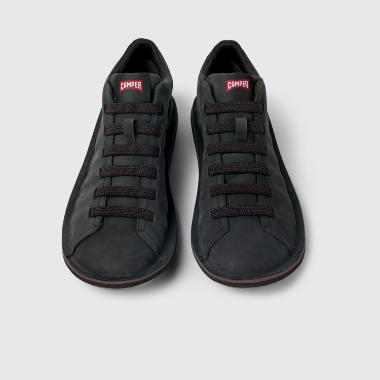 Overhead view of Beetle Black leather sneakers