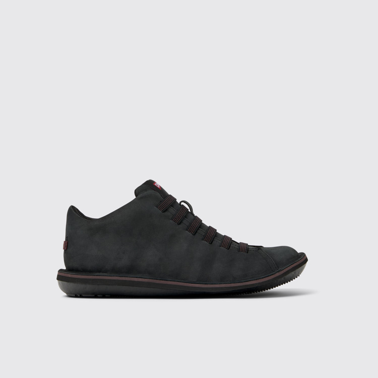 Side view of Beetle Black leather sneakers