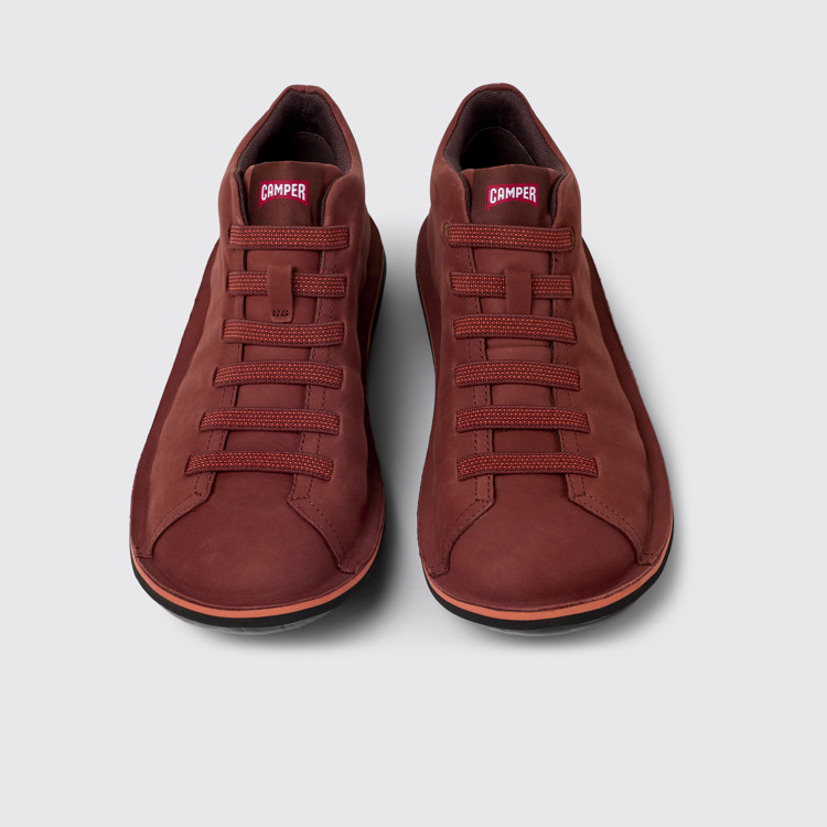 Overhead view of Beetle Red nubuck sneakers