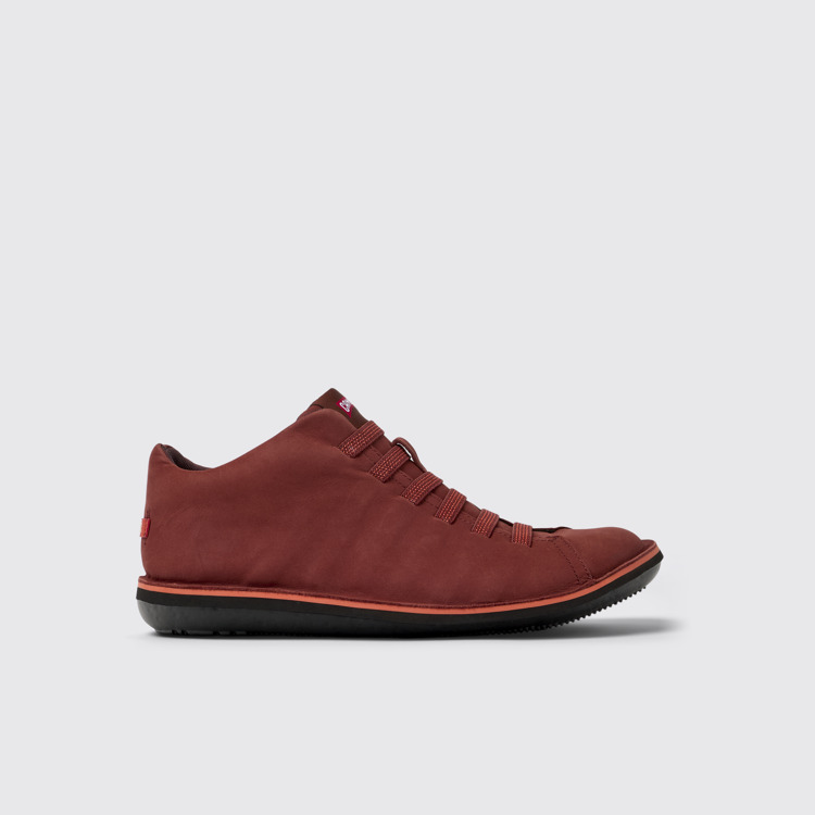 Side view of Beetle Red nubuck sneakers