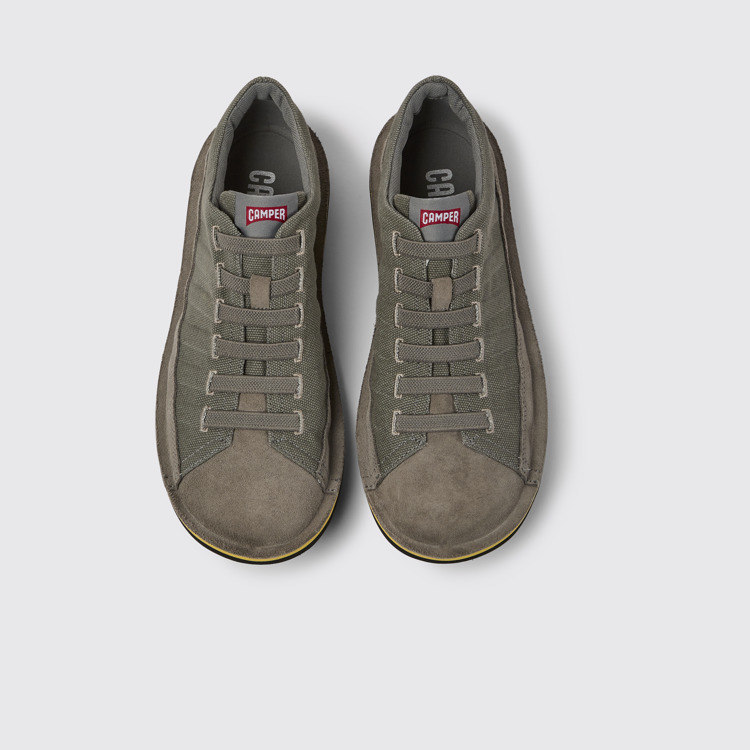 Overhead view of Beetle Grey nubuck sneakers for men