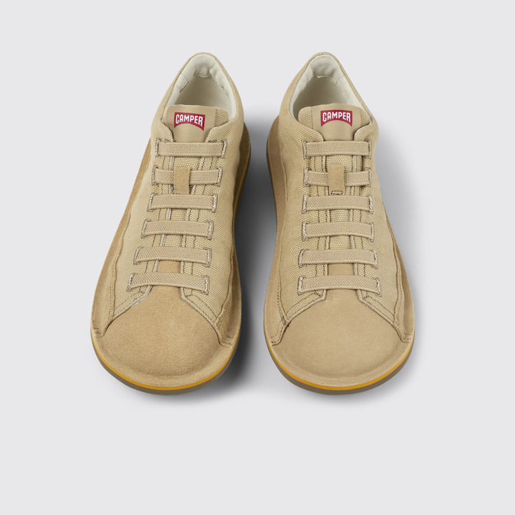 Overhead view of Beetle Beige Textile/Nubuck Basket Bootie for Men