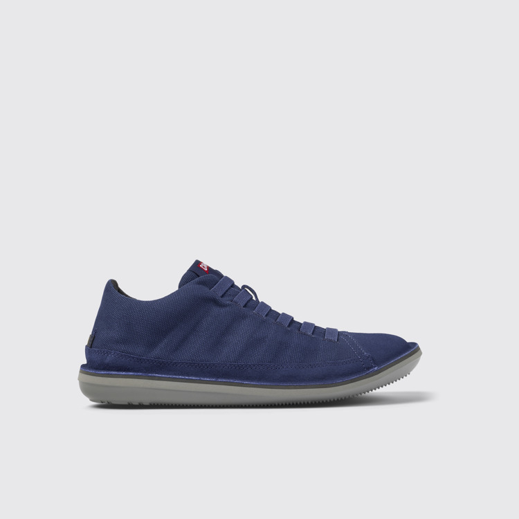 Side view of Beetle Blue Textile/Nubuck Basket Bootie for Men