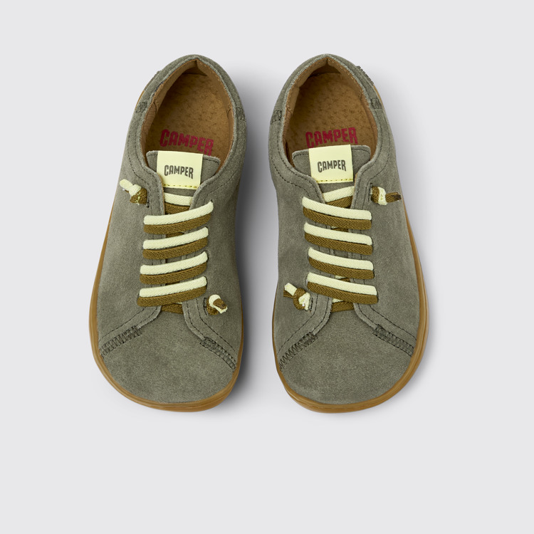 Overhead view of Peu Green Nubuck Kids' Shoe.