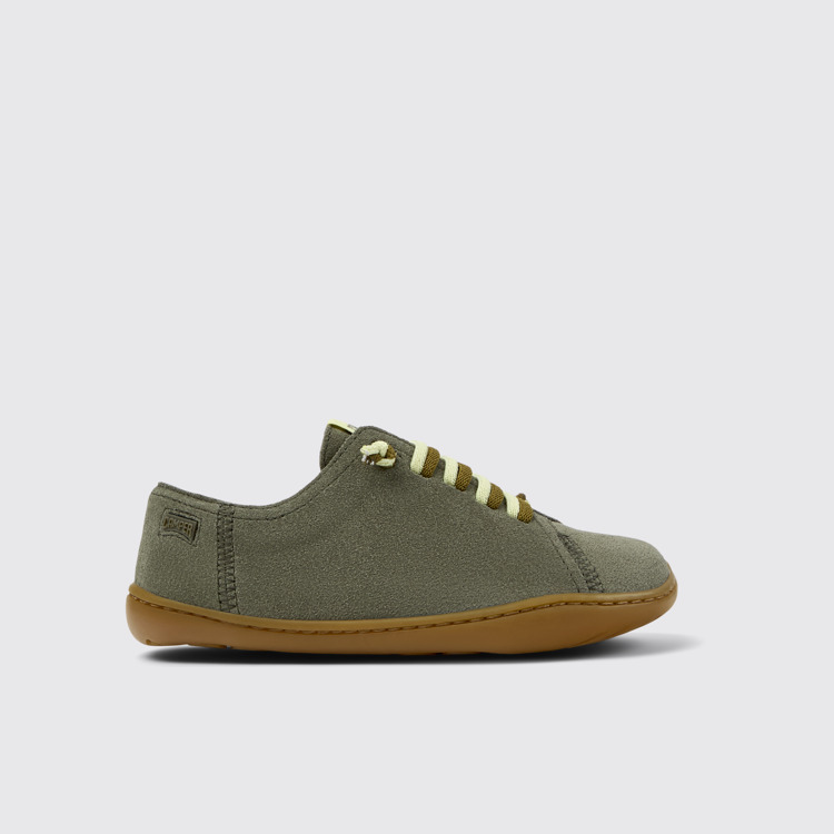 Side view of Peu Green Nubuck Kids' Shoe.