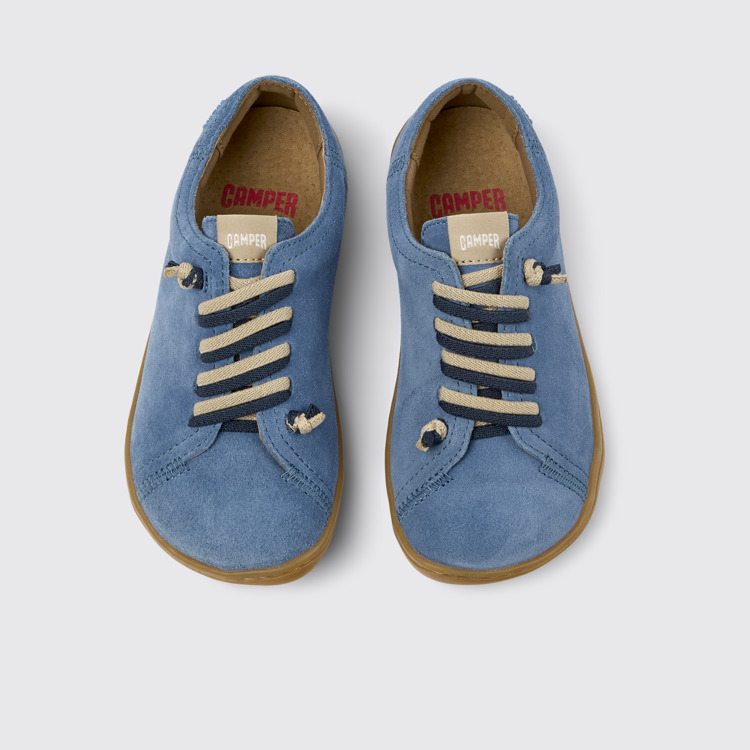 Overhead view of Peu Blue Nubuck Kids' Shoe.