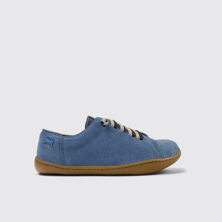 Side view of Peu Blue Nubuck Kids' Shoe.