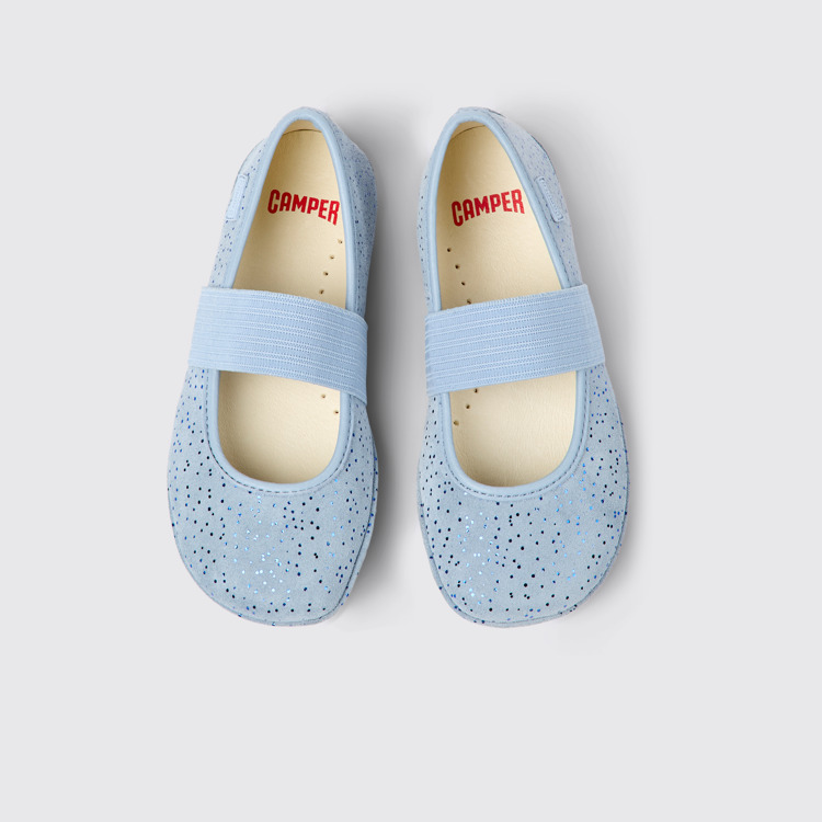 Overhead view of Right Blue nubuck ballerinas for kids