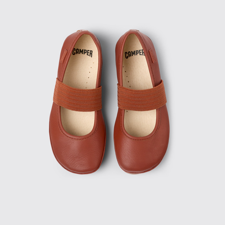 Overhead view of Right Red leather ballerinas for kids