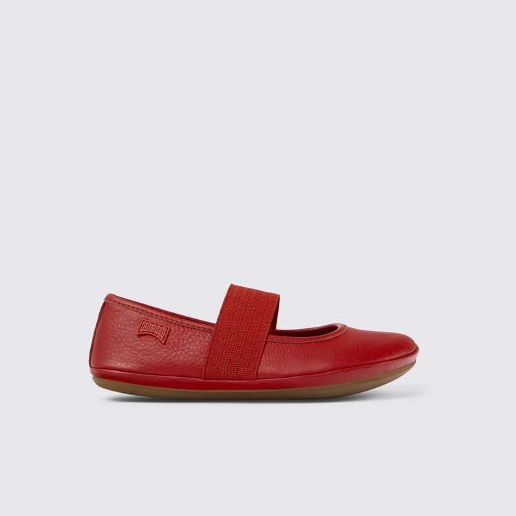 Right Ballerines en cuir rouge pour enfant.