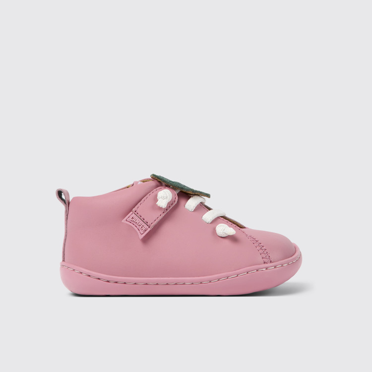 Side view of Peu Pink leather shoes for kids