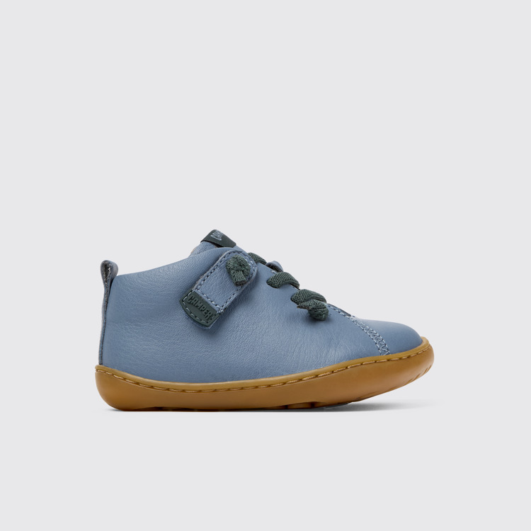 Side view of Peu Gray leather shoes for kids