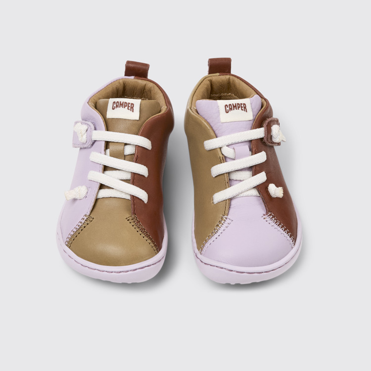 Overhead view of Twins Multicolor leather shoes for kids