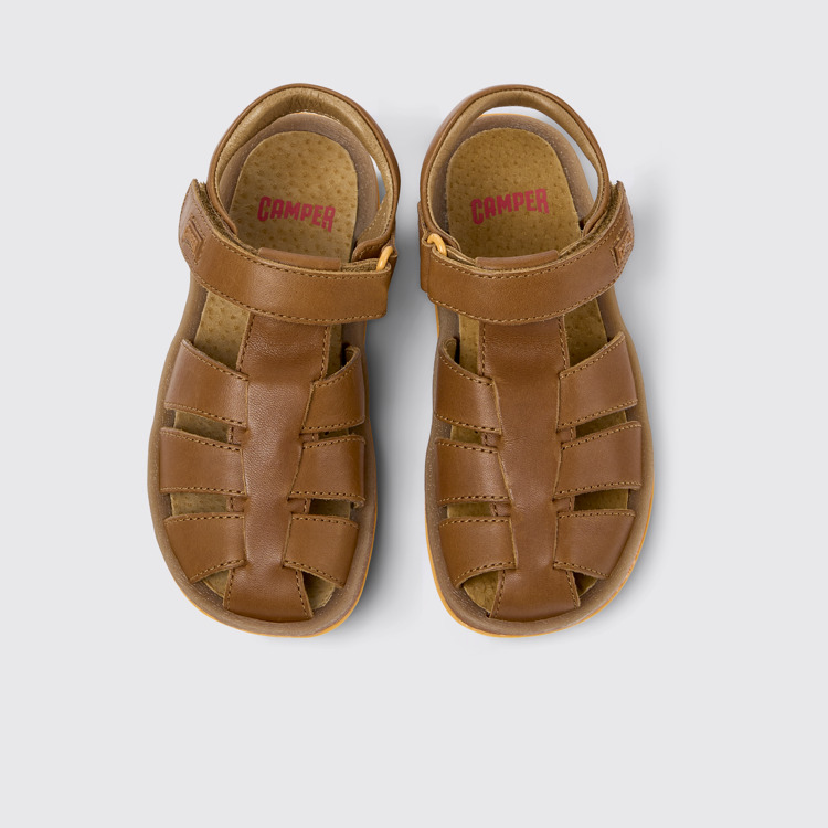 Overhead view of Bicho Brown Leather Sandal