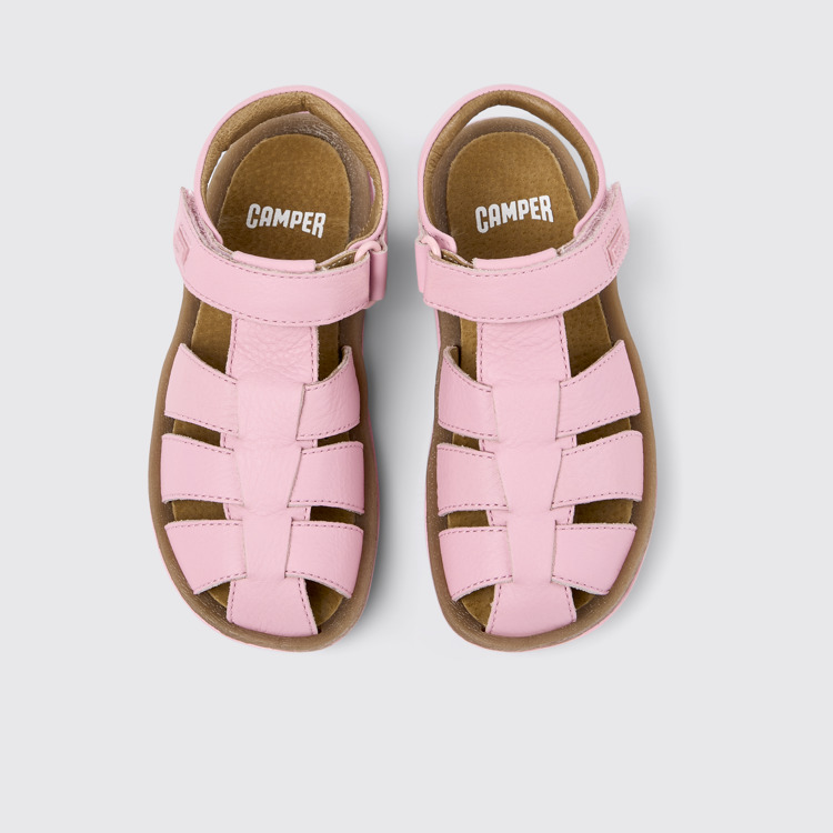 Overhead view of Bicho Pink Leather Sandal