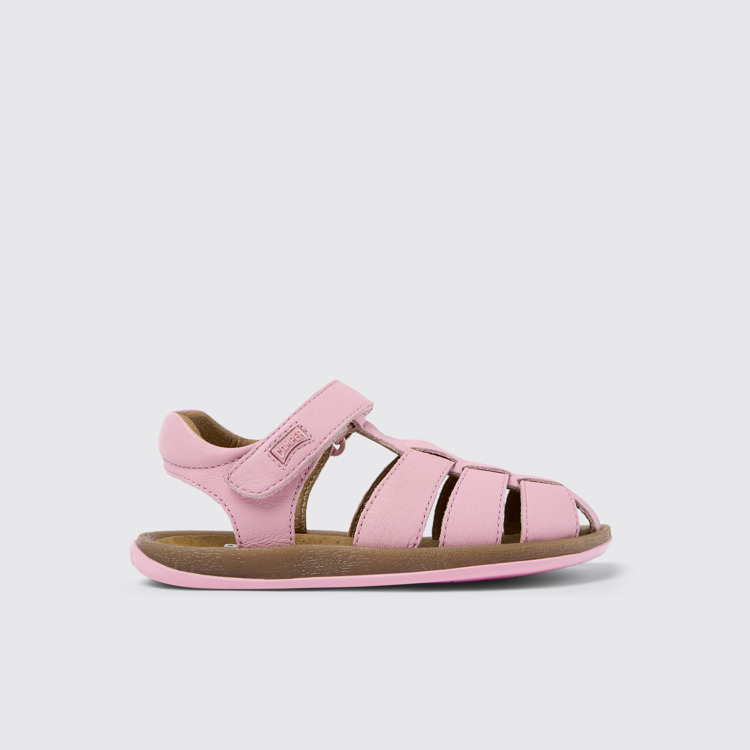 Side view of Bicho Pink Leather Sandal