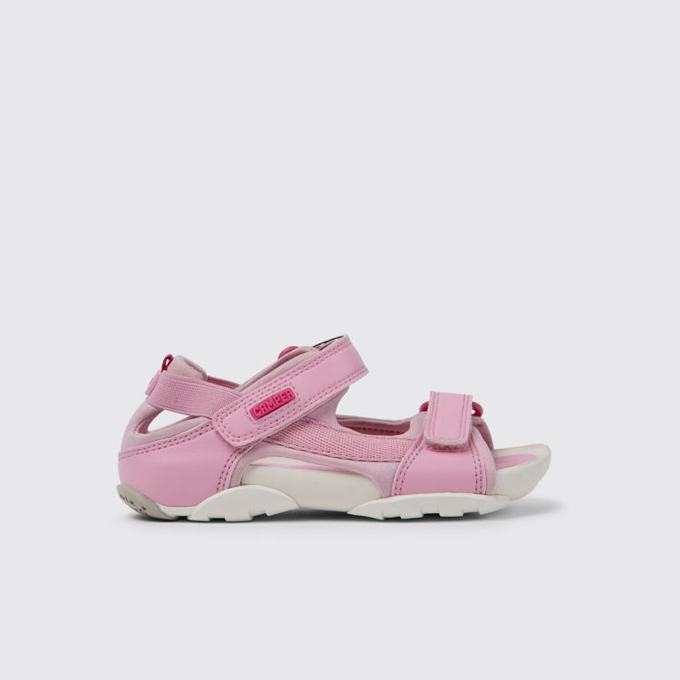 Side view of Ous Pink sandals for kids