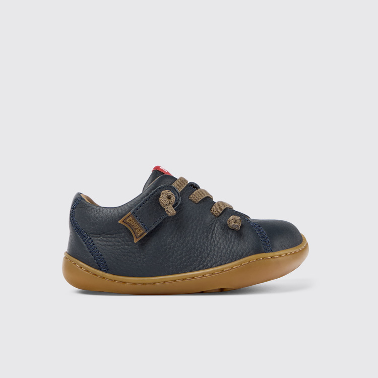 Side view of Peu Blue Leather Kids' Shoes.