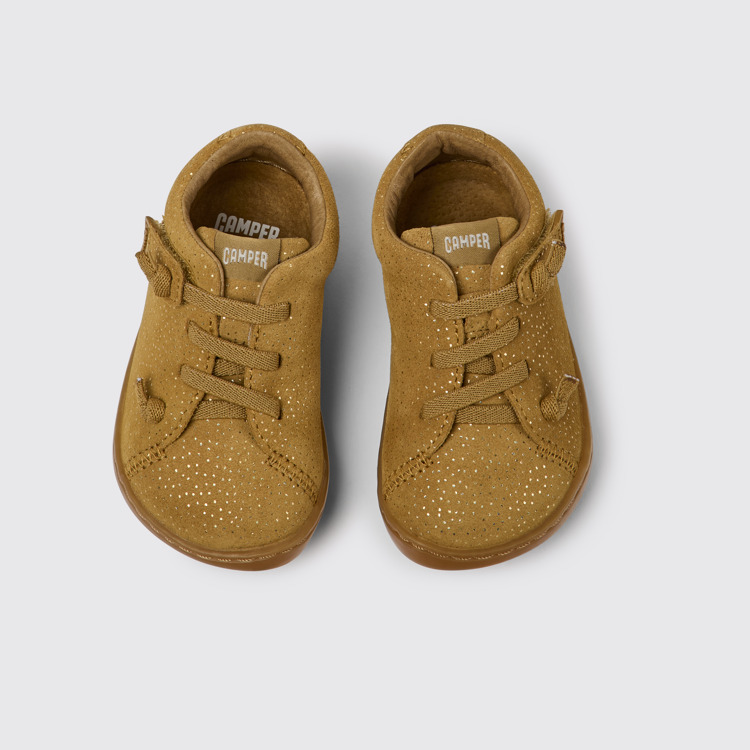 Peu Zapatos de nubuck cafés con efecto brillo para niños