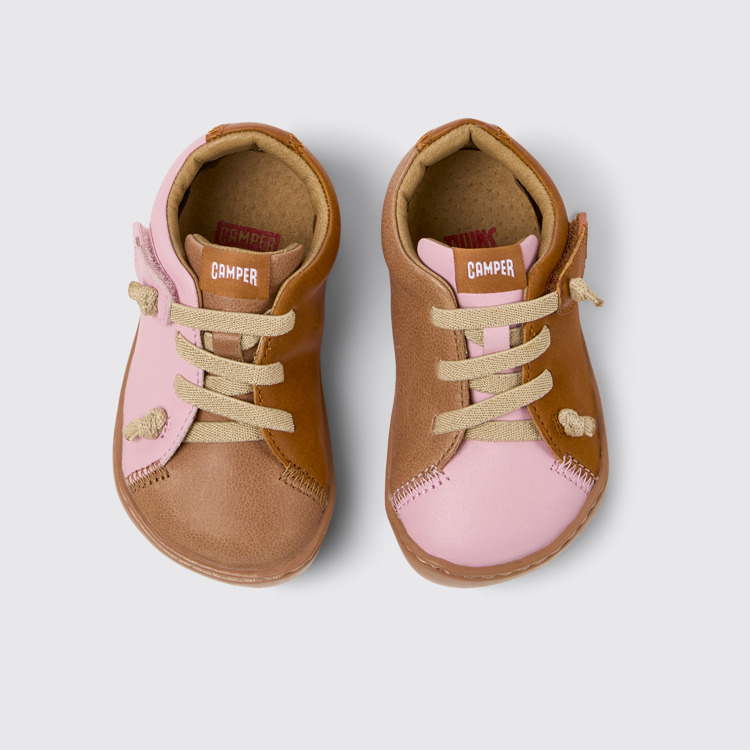 Overhead view of Twins Multicolor Leather Shoes for Kids.