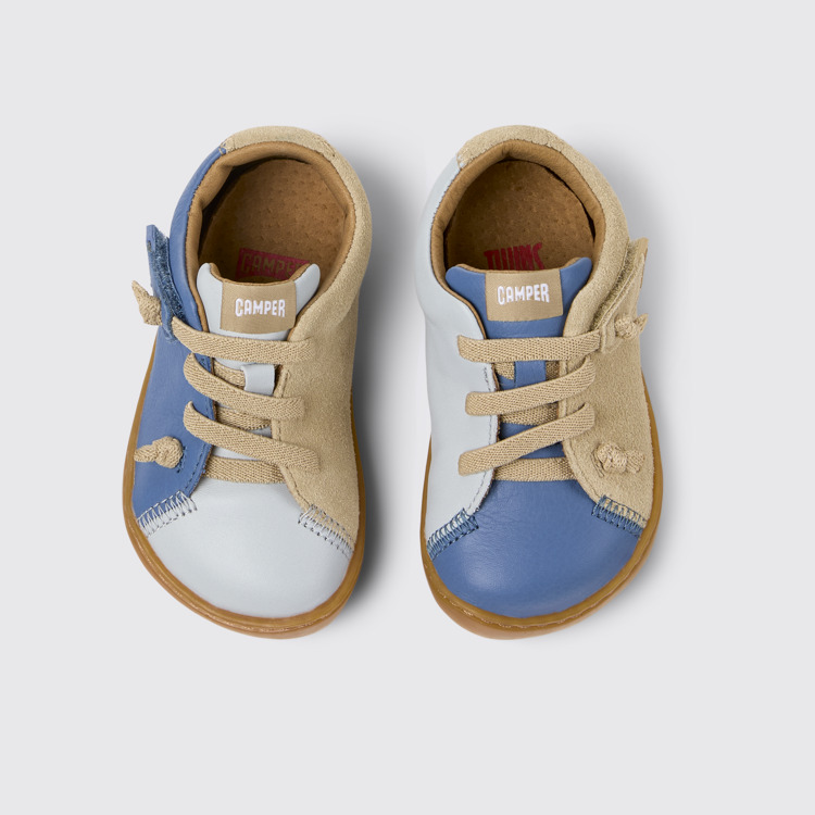 Overhead view of Twins Multicolor Nubuck and Leather Shoes for Kids.