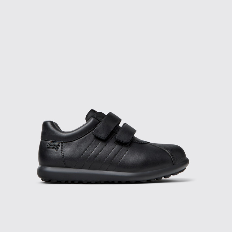 Side view of Pelotas Black Leather Shoes for Kids.