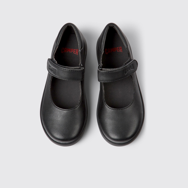 Spiral Comet Chaussures en cuir noir pour enfant.