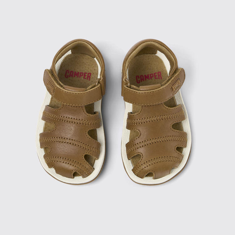 Overhead view of Bicho Brown Leather Sandal