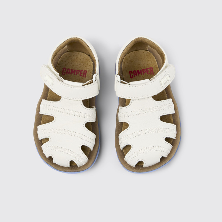 Overhead view of Bicho White Leather Sandal