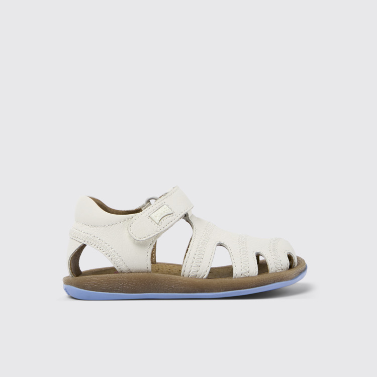 Side view of Bicho White Leather Sandal