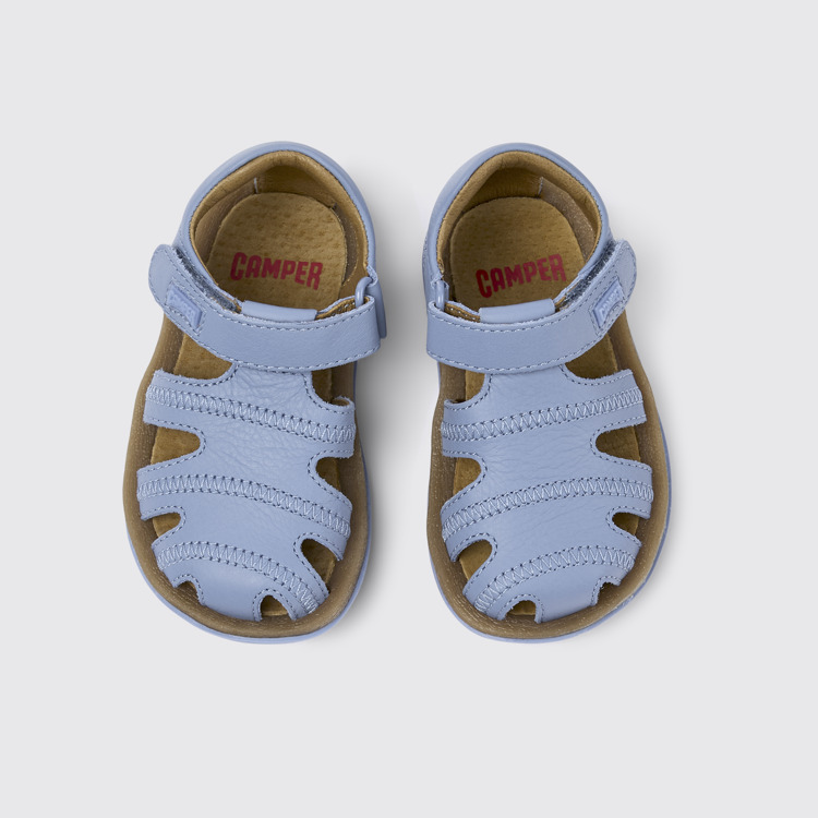 Overhead view of Bicho Blue Leather Sandal