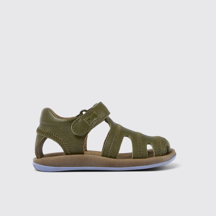 Side view of Bicho Green Leather Sandal