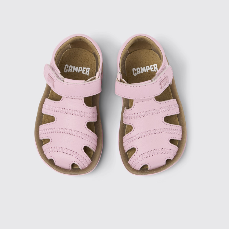 Overhead view of Bicho Pink Leather Sandal