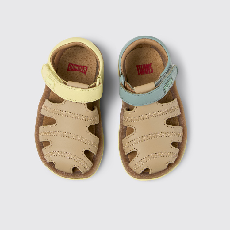 Overhead view of Twins Multicolor Leather Closed Sandal for Kids.