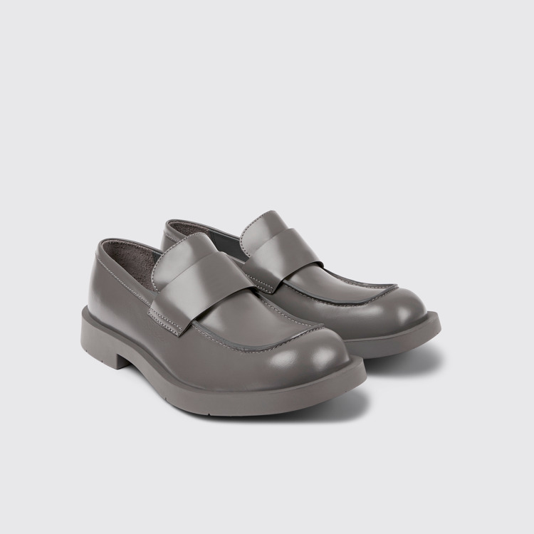 Front view of MIL 1978 Gray leather loafers