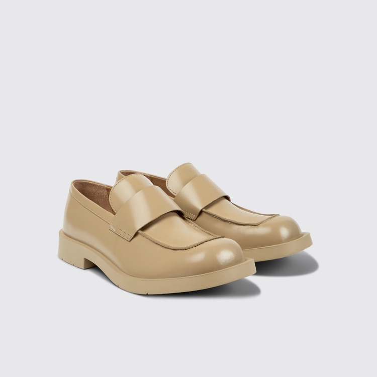 Front view of MIL 1978 Beige leather loafers