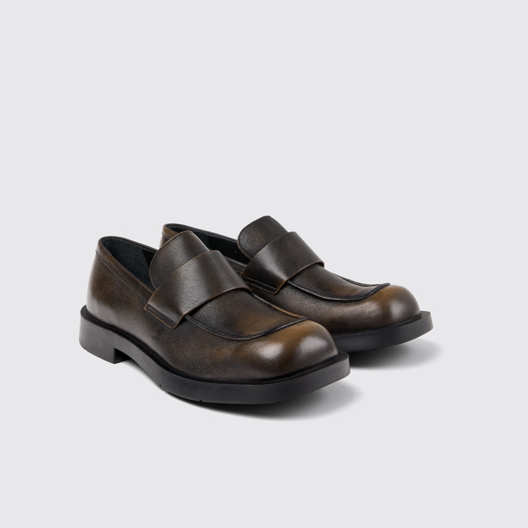 Front view of MIL 1978 Three-Toned Brushed Leather Loafers